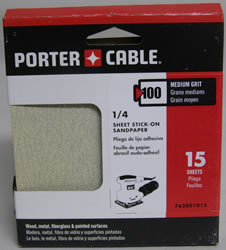 Porter Cable 762801015 1/4 Sheet, Adhesive-Backed Sanding Sheets - 100 Grit 762801015